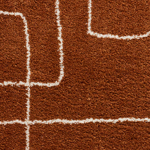 Modern Rust Art Deco Shaggy Rug -  Boho