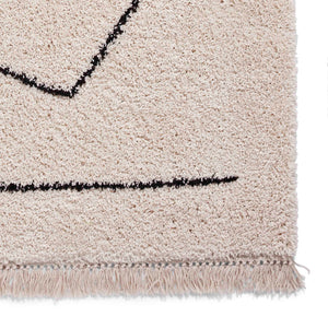 White and Black Art Deco Shaggy Rug -  Boho