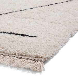 White and Black Art Deco Shaggy Rug -  Boho