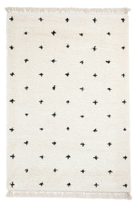 White Speckled Shaggy Bedroom Rug -  Boho