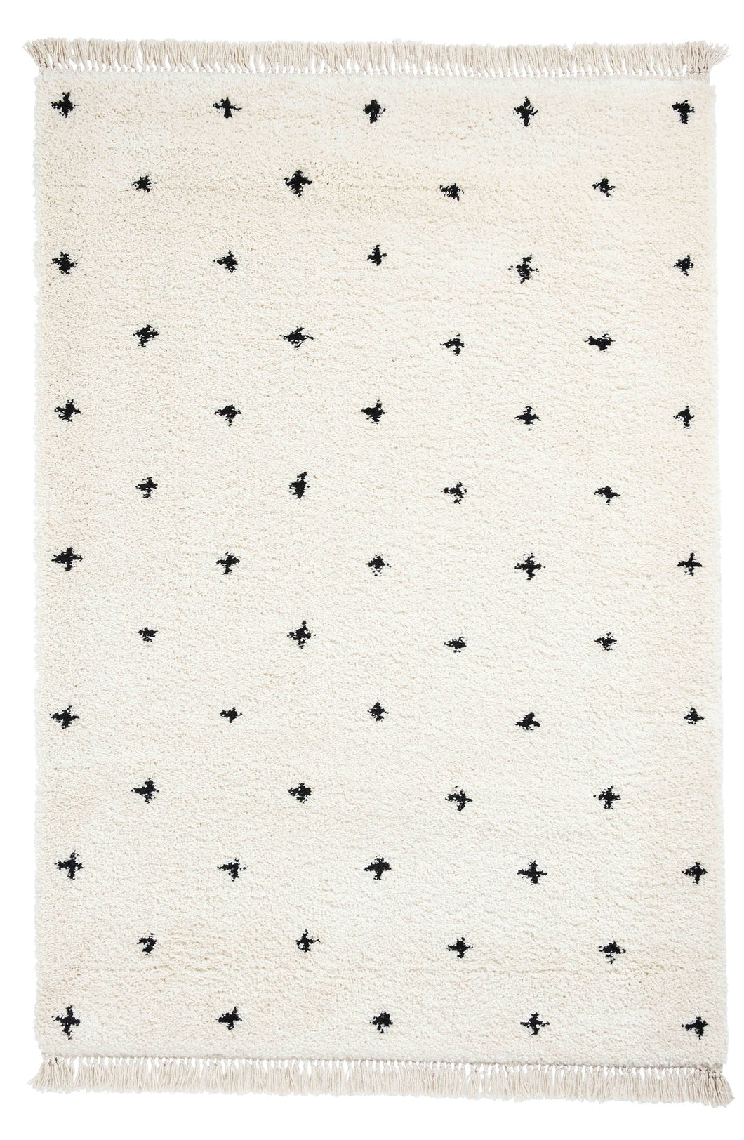 White Speckled Shaggy Bedroom Rug -  Boho