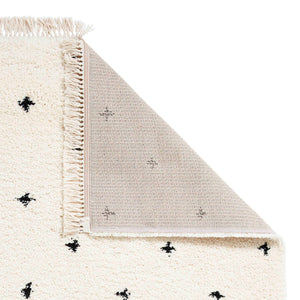 White Speckled Shaggy Bedroom Rug -  Boho