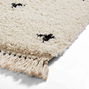 White Speckled Shaggy Bedroom Rug -  Boho