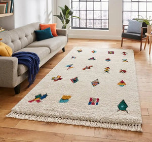 Multicoloured Aztec Designer Shaggy Rug -  Boho