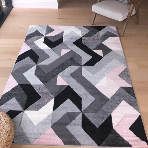 Blush Pink Modern Geometric Rug - Boston