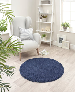 Midnight Blue Washable & Non Slip Shaggy Rug - My Rug