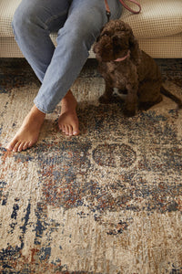 Multicoloured Distressed Mandala Area Rug - Cairo