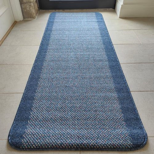 Blue Bordered Non Slip And Washable Kitchen Mats - Barrier