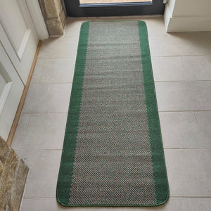 Emerald Green Bordered Non Slip And Washable Kitchen Mats - Barrier