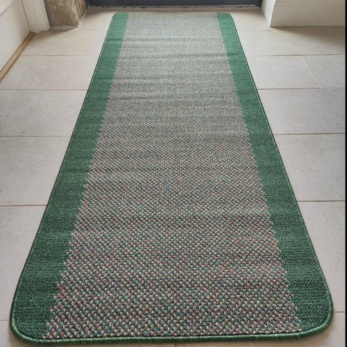 Emerald Green Bordered Non Slip And Washable Kitchen Mats - Barrier