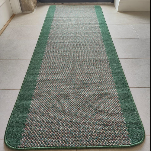 Emerald Green Bordered Non Slip And Washable Kitchen Mats - Barrier