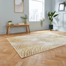 Load image into Gallery viewer, Beige and Gold Ribbed Leaf Area Rug - Creation