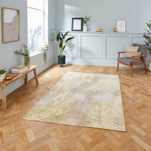 Load image into Gallery viewer, Beige and Gold Ribbed Leaf Area Rug - Creation