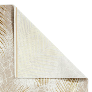 Beige and Gold Ribbed Leaf Area Rug - Creation