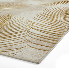 Load image into Gallery viewer, Beige and Gold Ribbed Leaf Area Rug - Creation