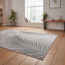 Load image into Gallery viewer, Grey and Green Ribbed Leaf Area Rug - Creation