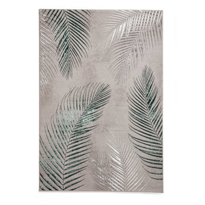 Grey and Green Ribbed Leaf Area Rug - Creation