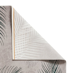 Grey and Green Ribbed Leaf Area Rug - Creation