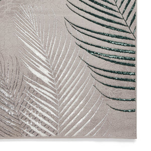 Grey and Green Ribbed Leaf Area Rug - Creation