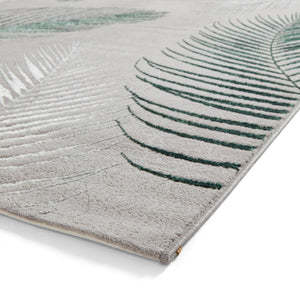 Grey and Green Ribbed Leaf Area Rug - Creation