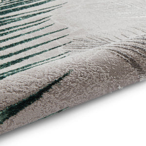 Grey and Green Ribbed Leaf Area Rug - Creation