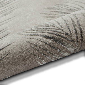 Grey and Silver Ribbed Leaf Area Rug - Creation