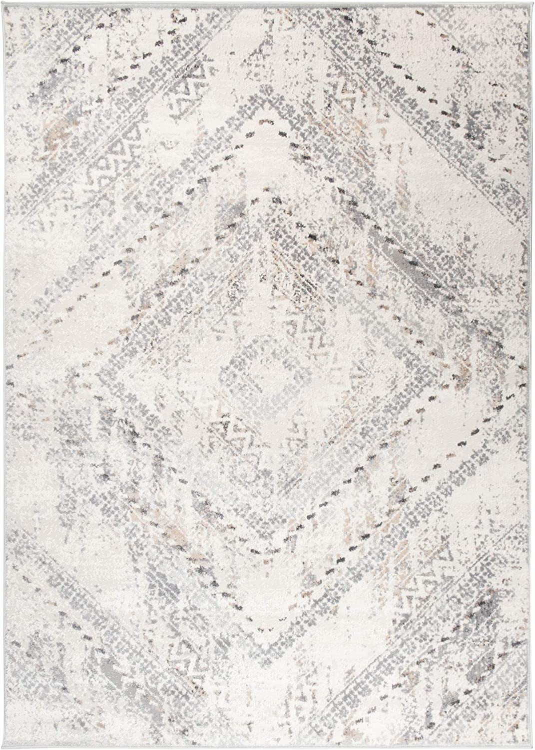 Grey Flecked Aztec Designer Area Rug - Dorsey