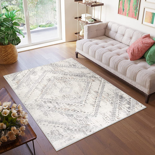 Grey Flecked Aztec Designer Area Rug - Dorsey