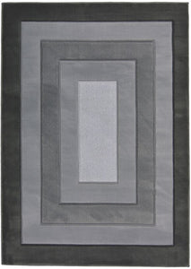 Grey Carved Bordered Living Room Rug - Mora