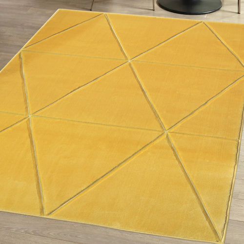 Yellow Soft Carved Living Room Rug - Mora