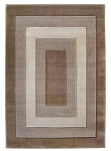 Contemporary Brown Carved Bordered Rug - Daytona