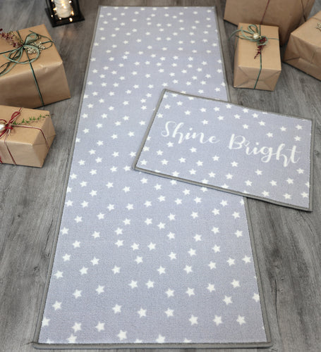 Grey Shine Bright Christmas Runner & Doormat Set - Deco