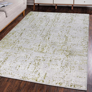 Modern Green Abstract Low Pile Area Rug - Monalisa
