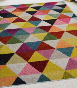 Stunning Colourful Diamonds Living Room Rug - Perth