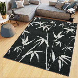 Black Tropical Flatweave Living Room Rug - Islay