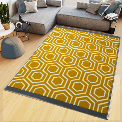 Yellow Geometric Flatweave Living Room Rug - Islay