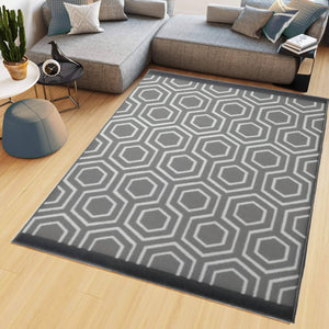Grey Geometric Flatweave Living Room Rug - Islay