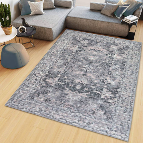 Traditional Grey Oriental Living Room Rug - Islay