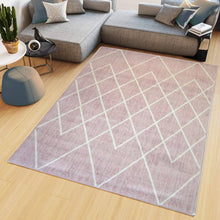 Load image into Gallery viewer, Blush Pink Moroccan Trellis Flatweave Rug - Islay