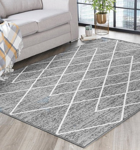 Grey Moroccan Trellis Flatweave Rug - Islay