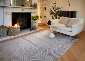 Beige Heavy Patterned Geometric Rug - Mamara