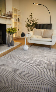 Beige Heavy Patterned Geometric Rug - Mamara