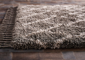 Charcoal Fringed Moroccan Shaggy Rug