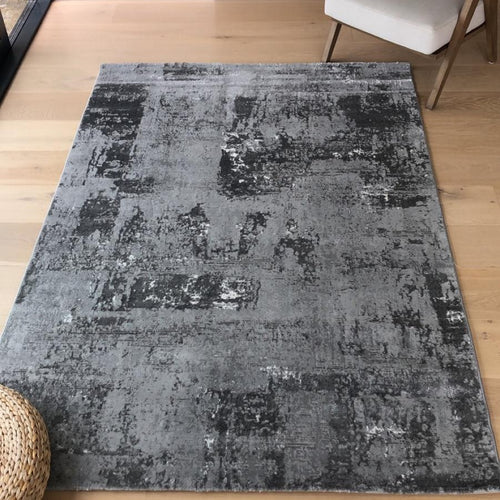 Modern Grey Abstract Living Room Rug - Tuscana