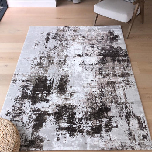 Contemporary Brown Abstract Living Room Rug - Tuscana