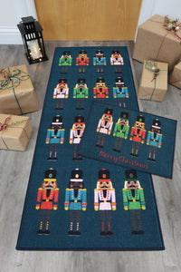 Navy Nutcracker Christmas Runner & Doormat Set - Deco