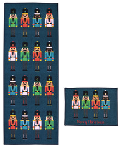 Navy Nutcracker Christmas Runner & Doormat Set - Deco