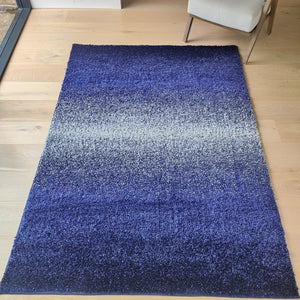 Navy Ombre Striped Shaggy Rug - Oslo