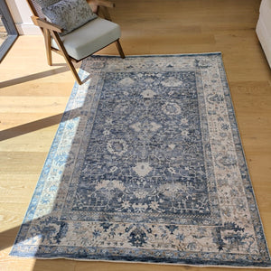 Denim Blue Distressed Oriental Rug - Ravenna