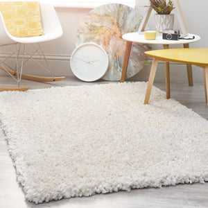 Cream Luxurious Microfibre 4cm Shaggy Rug - Portland